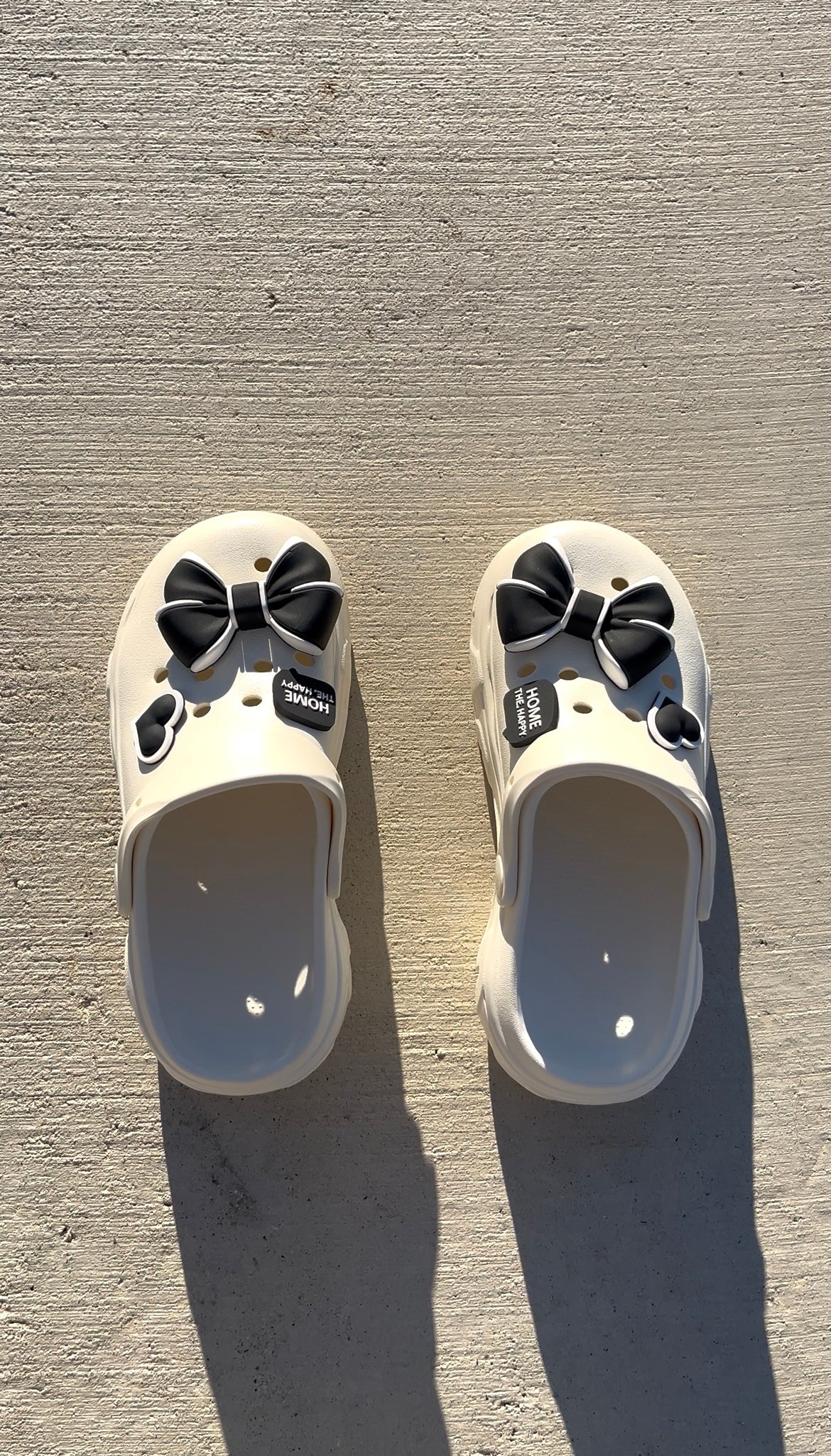 White Platform Clogs With Bows