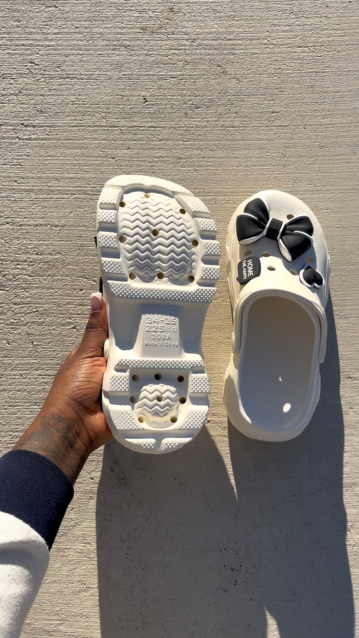 White Platform Clogs With Bows