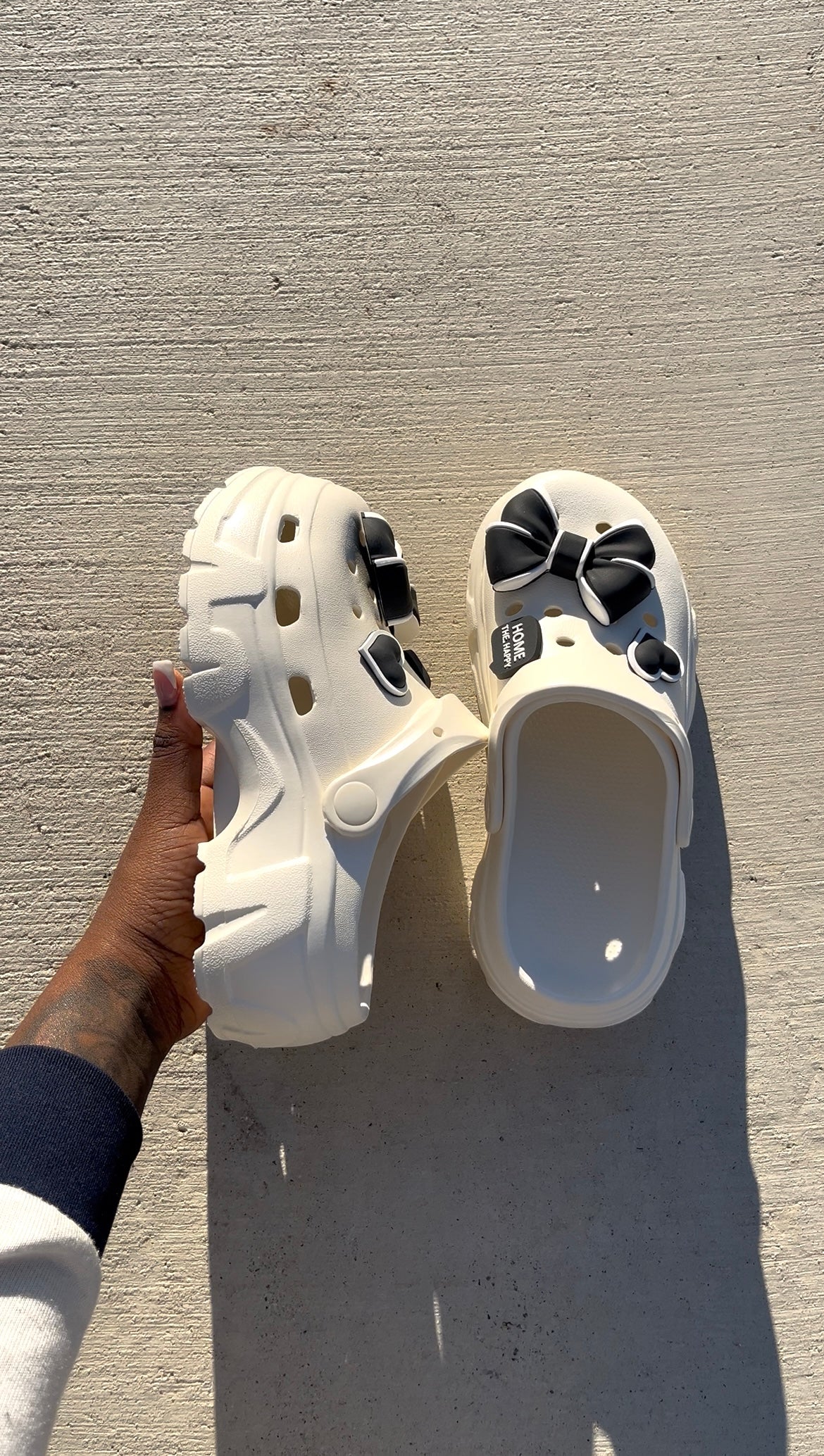 White Platform Clogs With Bows