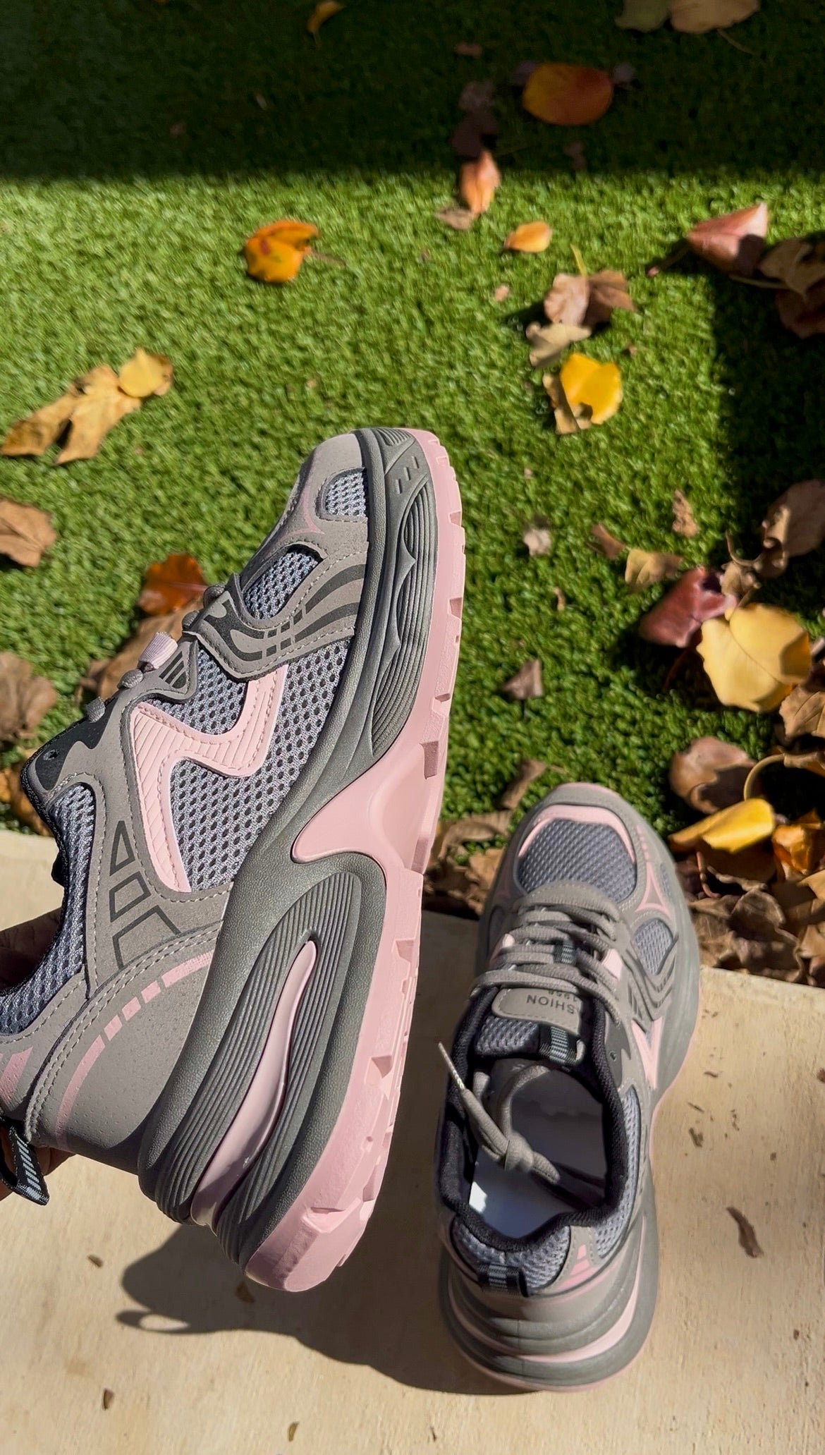 Women Gray & Pink Sneakers