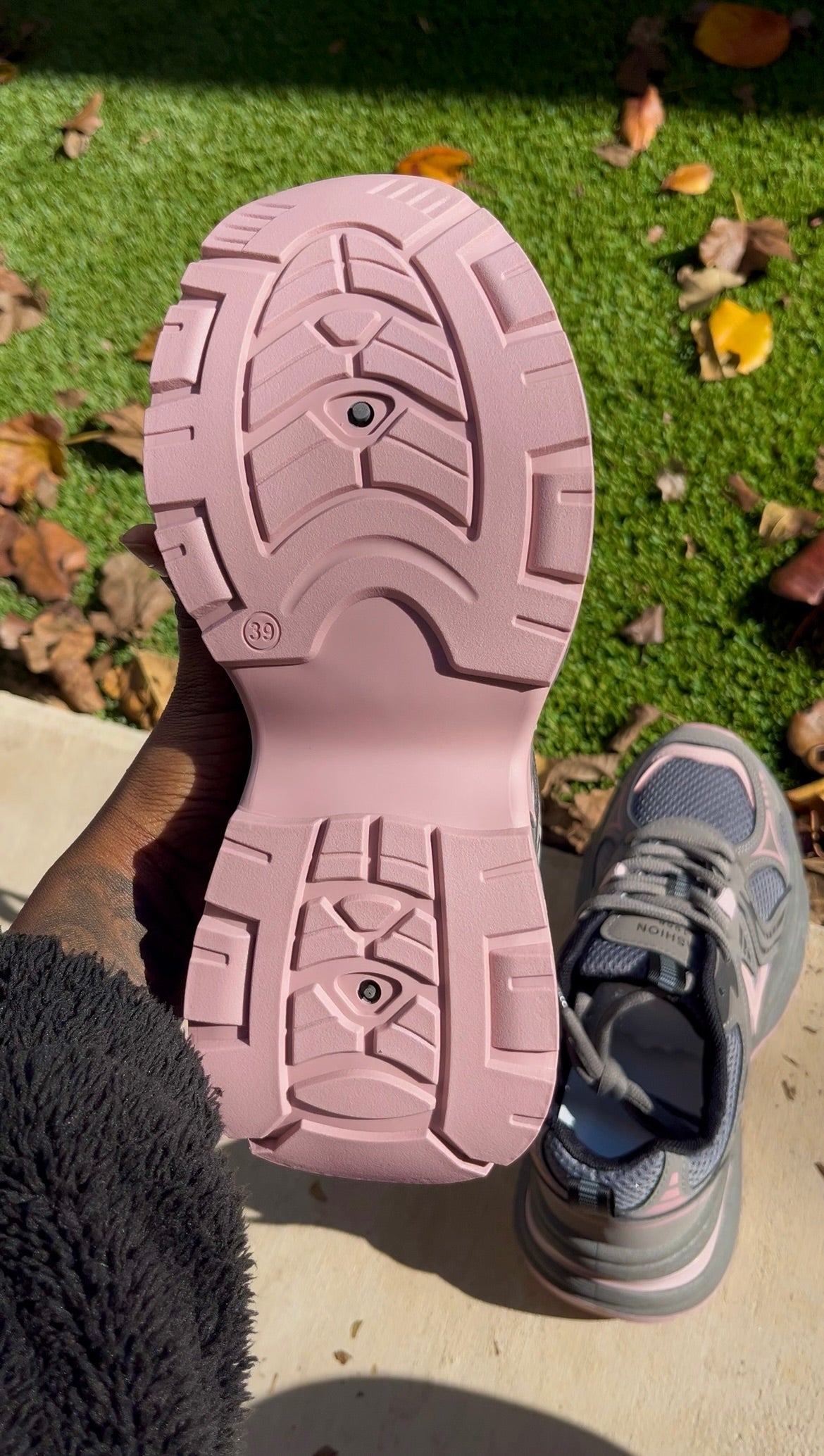 Women Gray & Pink Sneakers