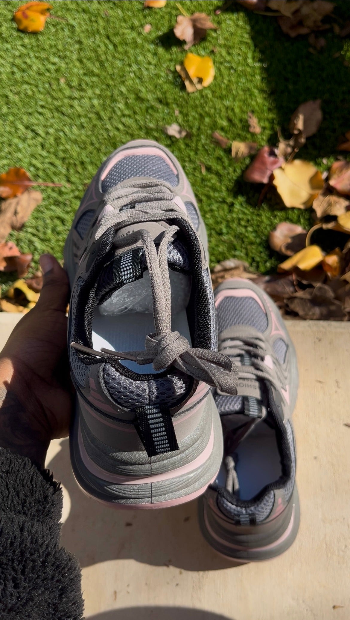 Women Gray & Pink Sneakers