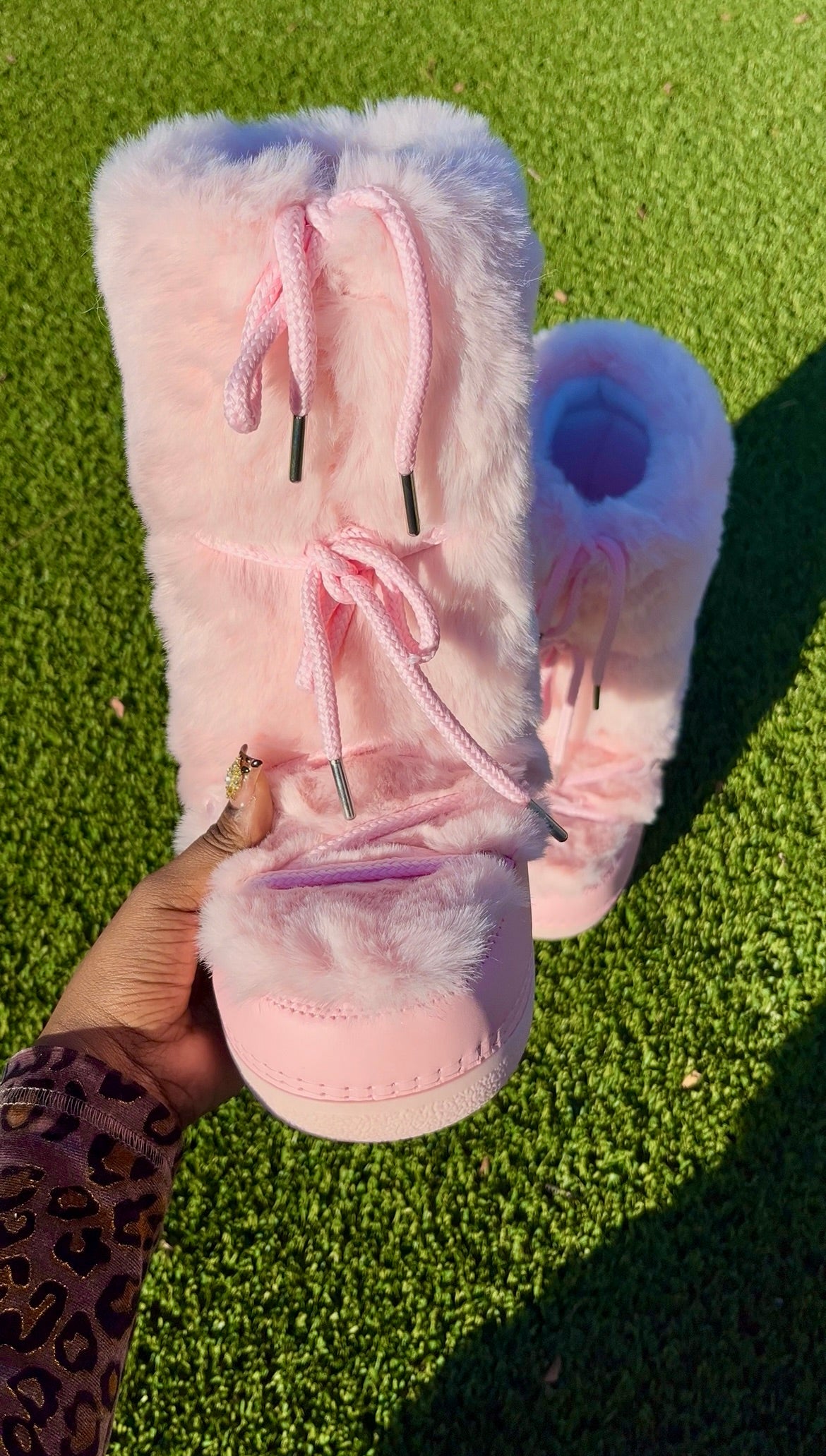 Blush pink Faux Fur Winter Boots
