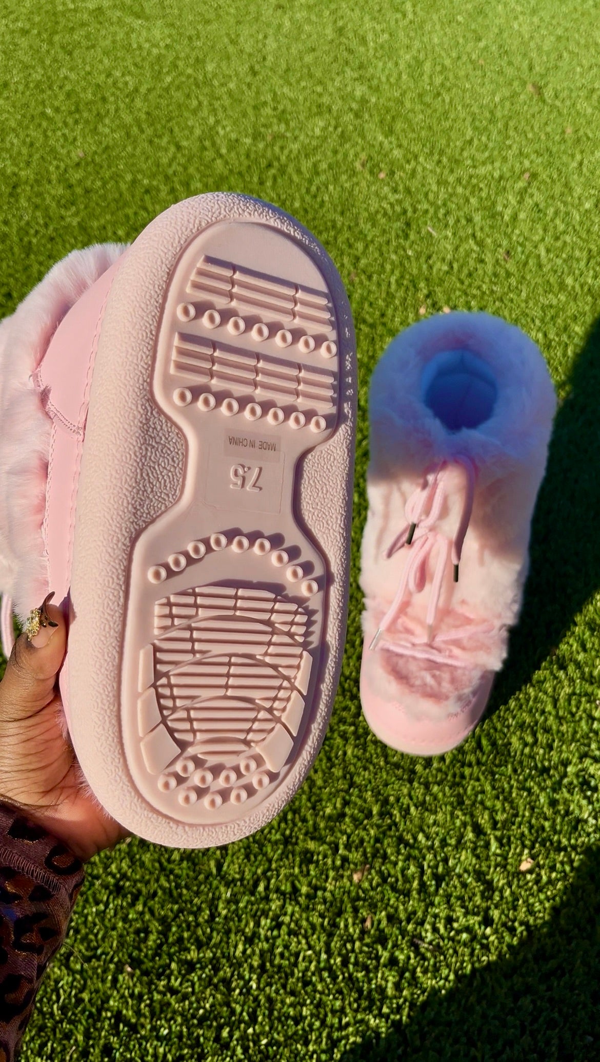 Blush pink Faux Fur Winter Boots