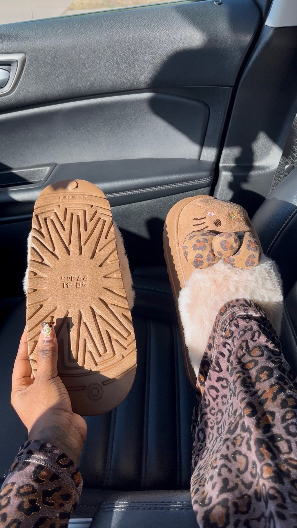 Cozy Kitty Plush Slippers | Leopard Paw Detail & Faux Fur Lining