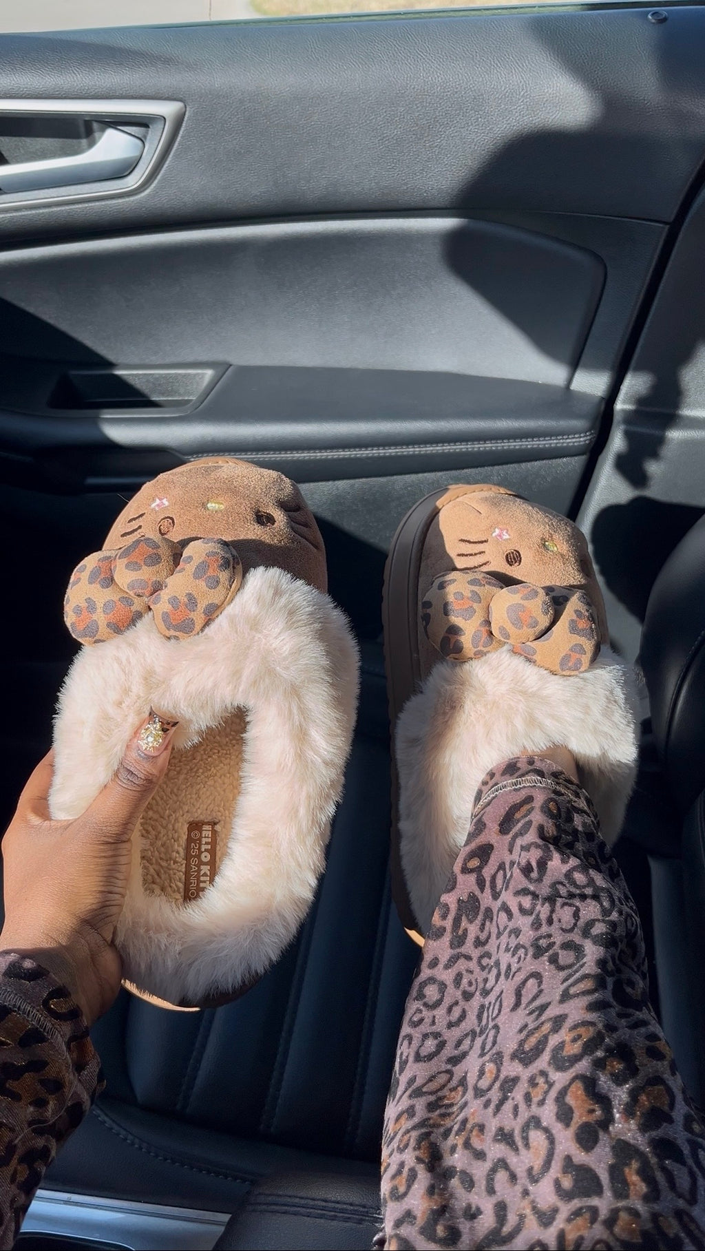 Cozy Kitty Plush Slippers | Leopard Paw Detail & Faux Fur Lining