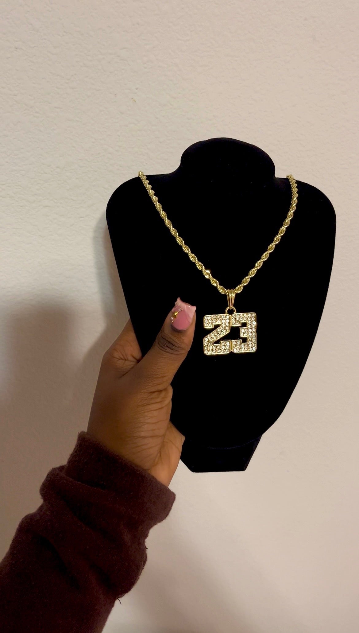 Gold Iced 23 Pendant Necklace | Rope Chain Hip Hop Statement