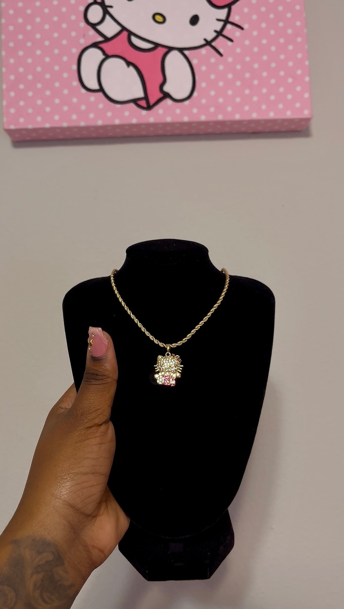 Stainless steel 18k Gold Plated Hello Kitty Pendant Necklace