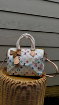 Multicolor Monogram Barrel Bag| Chic Top Handle & Crossbody Purse